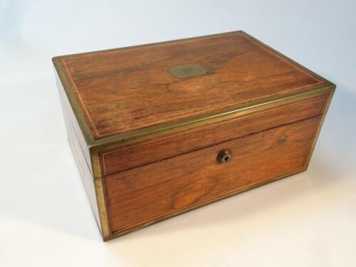 A 19thC rosewood and gilt metal campaign box