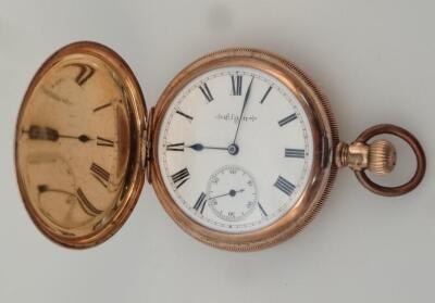 An early 20thC Elgin gold plated hunter pocket watch