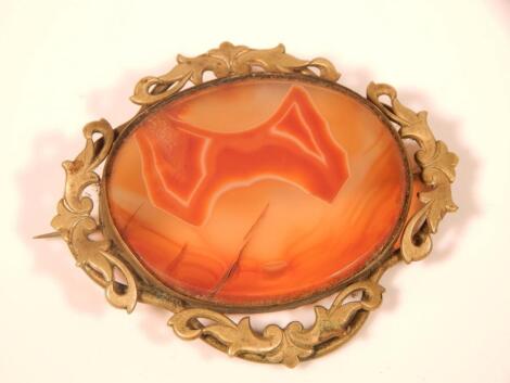 A large carnelian set brooch