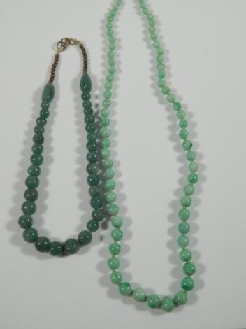 Two jadeite necklaces