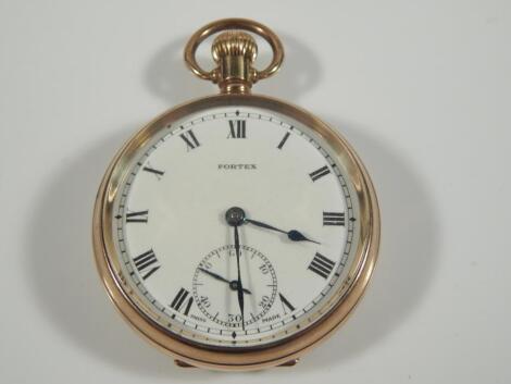 A Fortex 9ct gold pocket watch