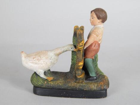 An early 20thC French painted novelty terracotta figure