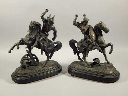 A pair of 19thC Continental spelter figures