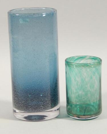 Two cylindrical Art Glass vases