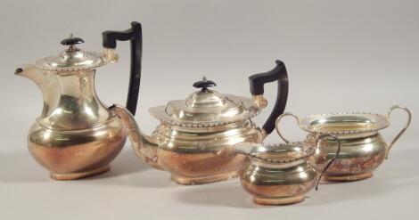 A silver plated four piece tea and coffee set