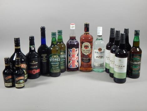 Various bottles of spirits