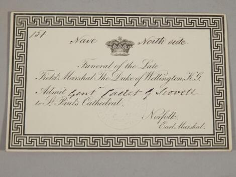 An Invitation to the funeral of the Duke of Wellington