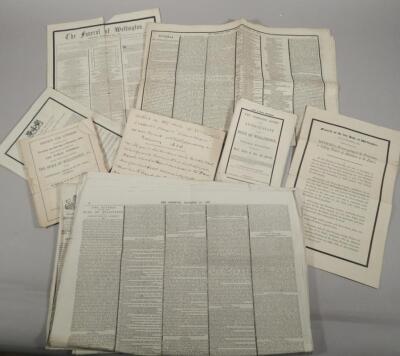 A quantity of ephemera etc. relating to the funeral and lying in state of The Duke of Wellington