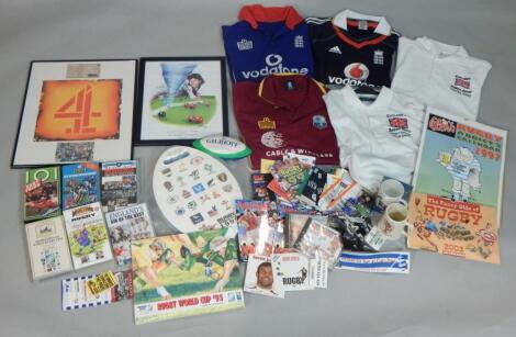 A collection of sports memorabilia