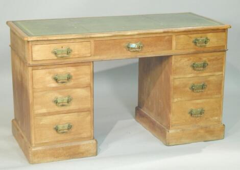 A Victorian ash pedestal desk