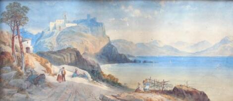 Thomas Miles Richardson (1813-1890). Mediterranean coastal scene with figures