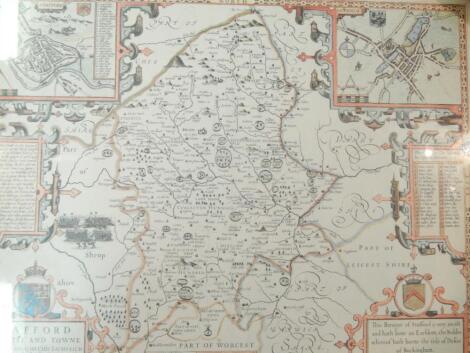 A reproduction county map of Staffordshire