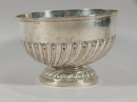 An Edwardian silver part fluted bowl