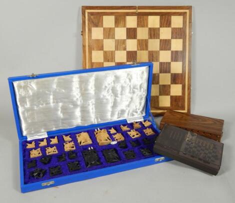 Various chess sets