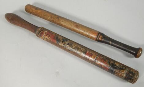 Two 19thC truncheons