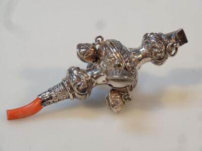 A Victorian silver child's rattle