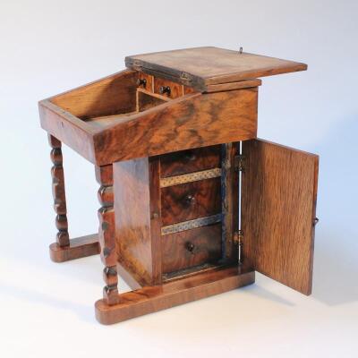 An early 20thC burr walnut veneered apprentice Davenport desk - 3