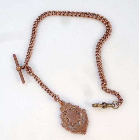 A rose gold graduated Albert watch chain