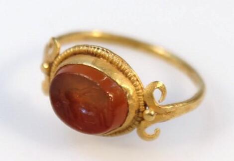 A Roman carnelian intaglio ring