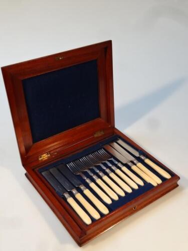 An Edwardian bone and silver plated cutlery service