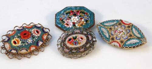 Various Italian micro mosaic brooches