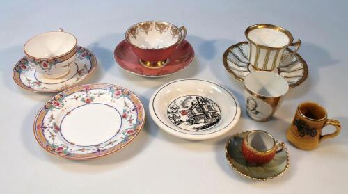 Various cabinet cups and saucers