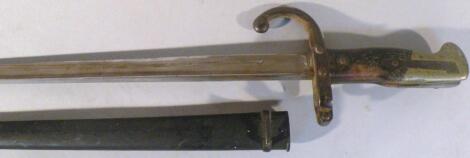 A late 19thC French bayonet and scabbard