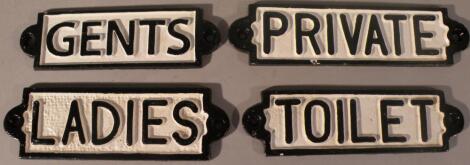 *Four rectangular cast iron signs