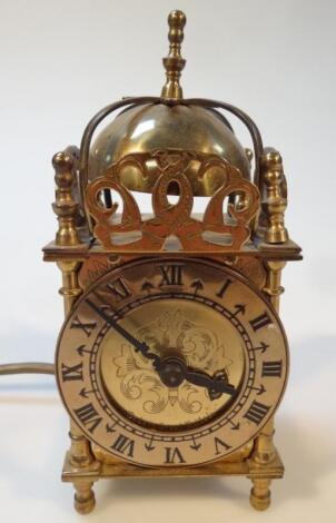 A 20thC brass lantern clock