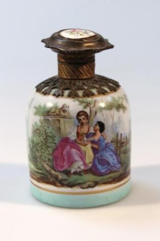 A 19thC Continental porcelain ink bottle