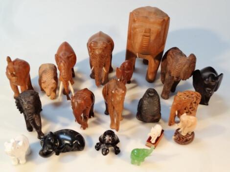 Various carved wooden animals