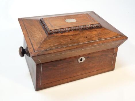 An 19thC rosewood sewing box