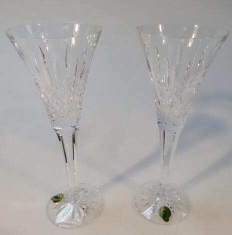 A pair of Waterford crystal Lismore toasting flutes