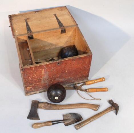 A 19thC painted pine tool chest