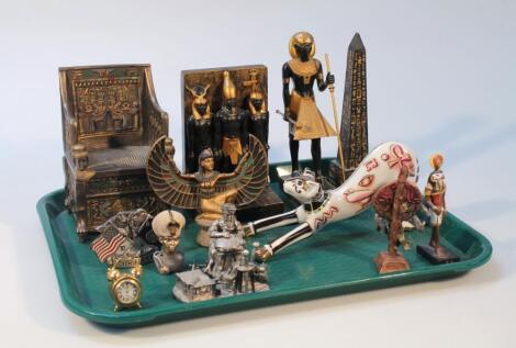 Various 20thC Egyptian style metalware