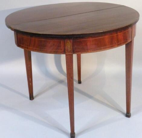 A 19thC mahogany demi-lune tea table