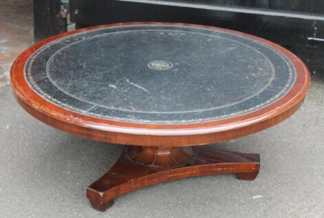 A mahogany board room coffee table