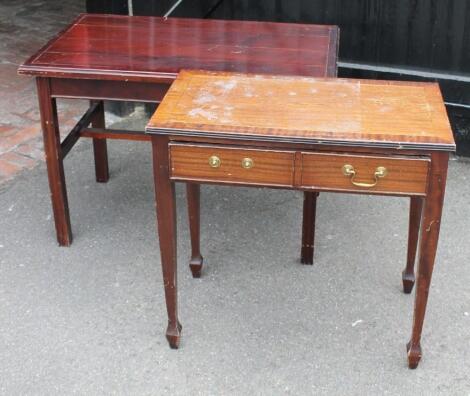 Two mahogany finish side tables