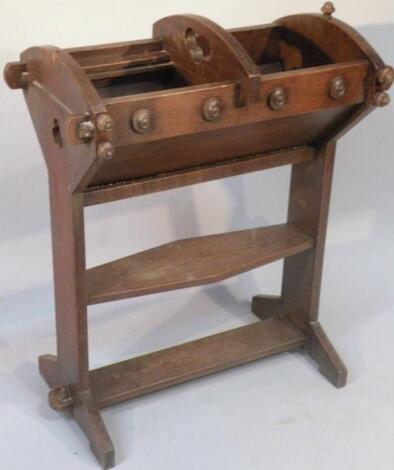 An Edwardian oak gothic book trough