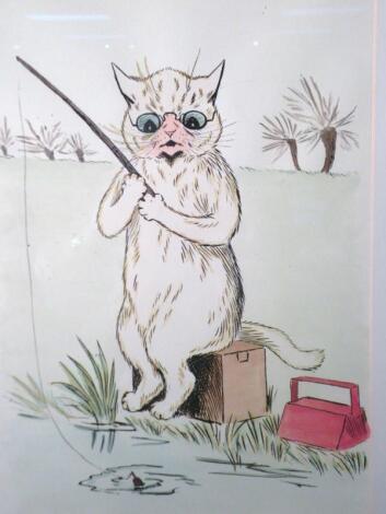 After Louis Wain. Fishing cat