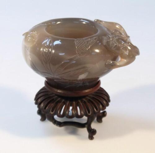 A polished Chinese brown jadeite style bowl
