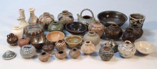 Various part glazed terracotta and earthenware vessels