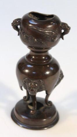 An early 20thC Japanese bronze finish vase