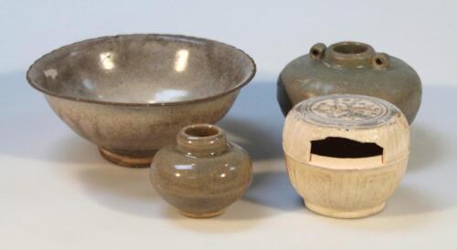 Various celadon style earthenware