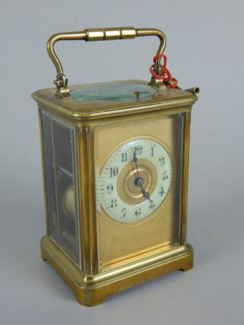 A late 19thC French brass carriage clock