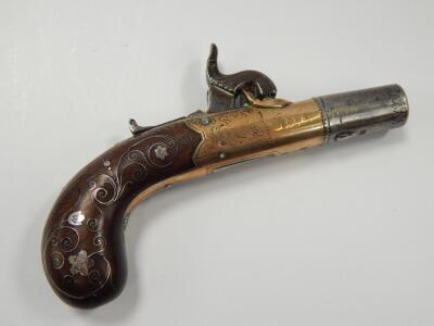 A 19thC box lock percussion cap pocket pistol