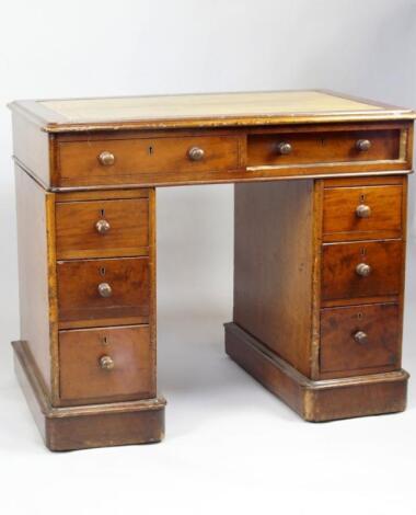 A Victorian mahogany slender pedestal desk