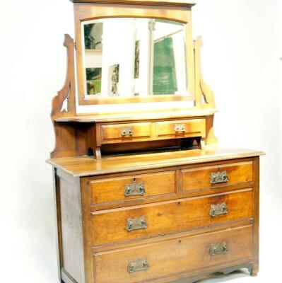 A late Victorian walnut dressing chest