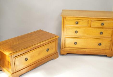 A late Victorian satin walnut and pine chest