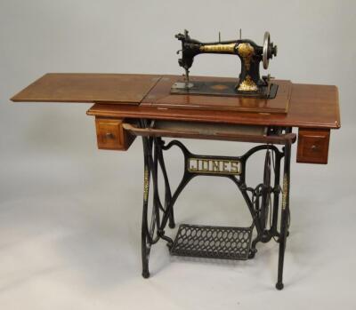 A Jones Treadle sewing machine.